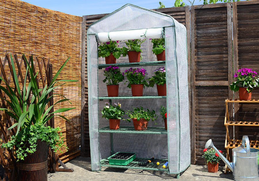 Mini Greenhouse, 4 Tiers Portable Gardening Greenhouse (Green PE Cover)