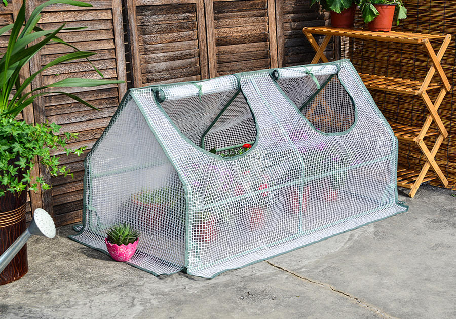 Steel Frame Poly Tunnel Steeple Greenhouse PE cover